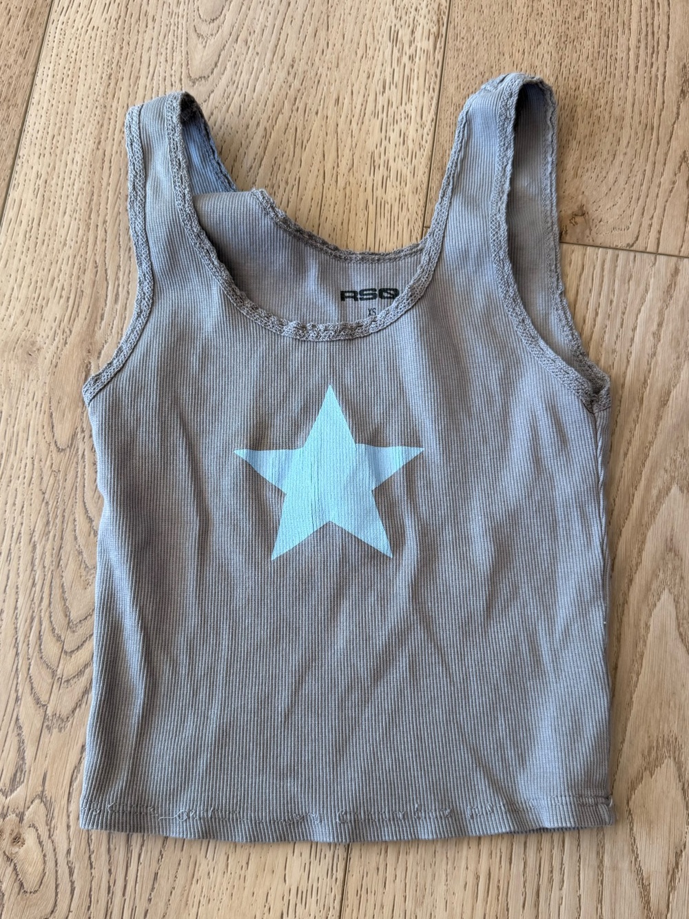 RSQ Kids Taupe Tank Top with White Star Graphic